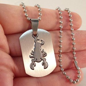 Mens Stainless Steel Scorpion Arachnid Cut Fit Pendant Ball Chain Necklace Gift